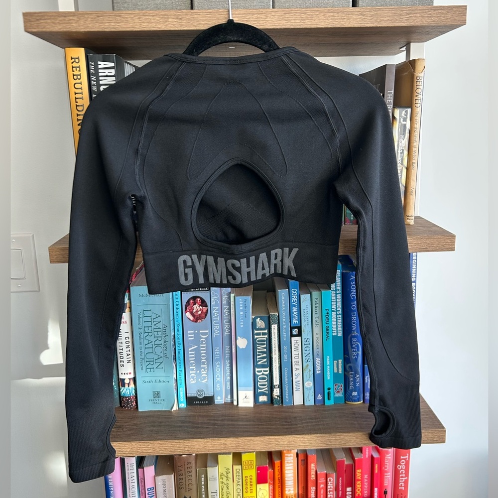 Gymshark Flex Sports Long Sleeve Crop Top - Black/Grey